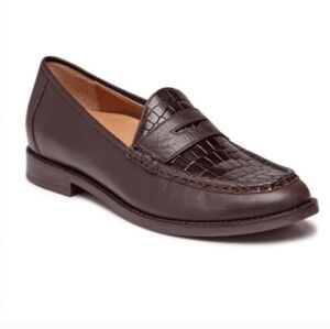 Vionic Waverly Croc Embossed Leather Penny Loafers Size 7